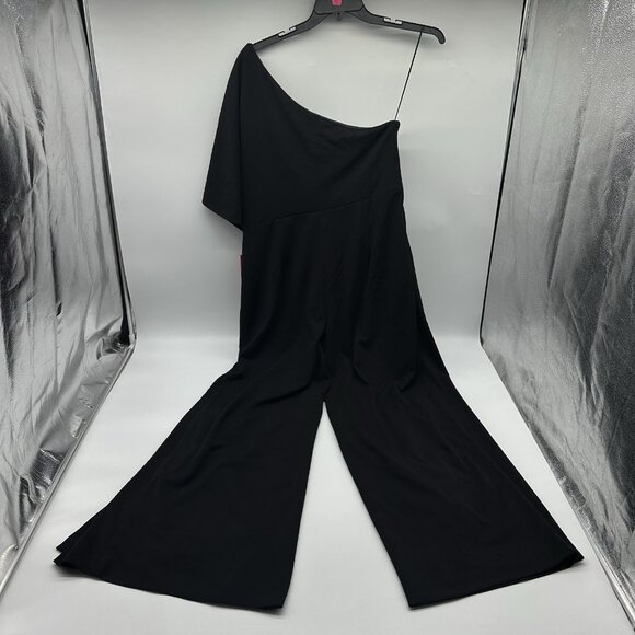 Adrianna Papell Plus Size 16W Black Flutter One Shoulder Wide Leg Jumpsuit NWT - Picture 11 of 16